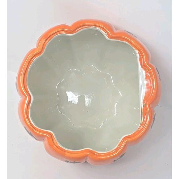 Neiman Marcus Exclusive Black Cat Black Bat Motif Halloween Pumpkin Cookie Jar - Picture 8 of 13